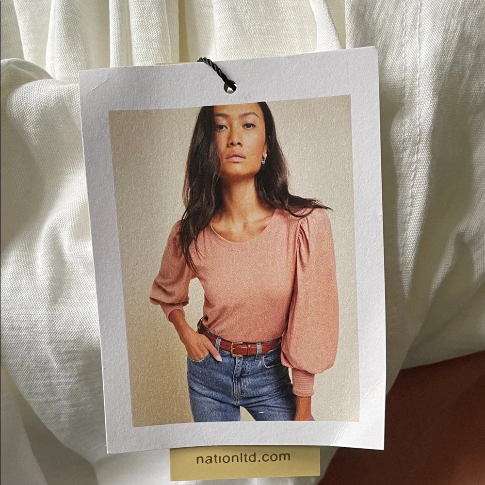 Nation LTD White Long-Sleeve Top with Smocked Cuffs - Picture 7 of 7